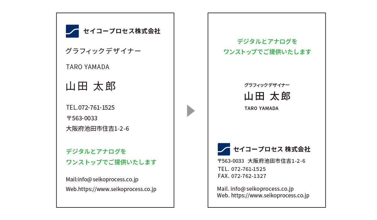 名刺デザインでの近接サンプル